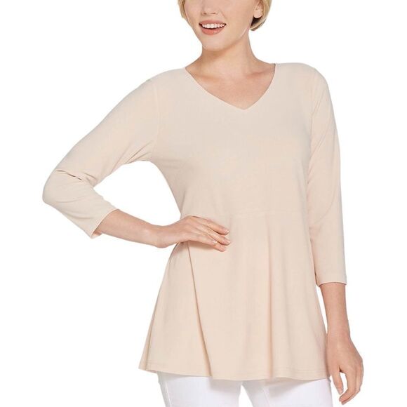 Linea Louis Dell'Olio Moss Crepe Peplum Detail Top - Picture 1 of 5